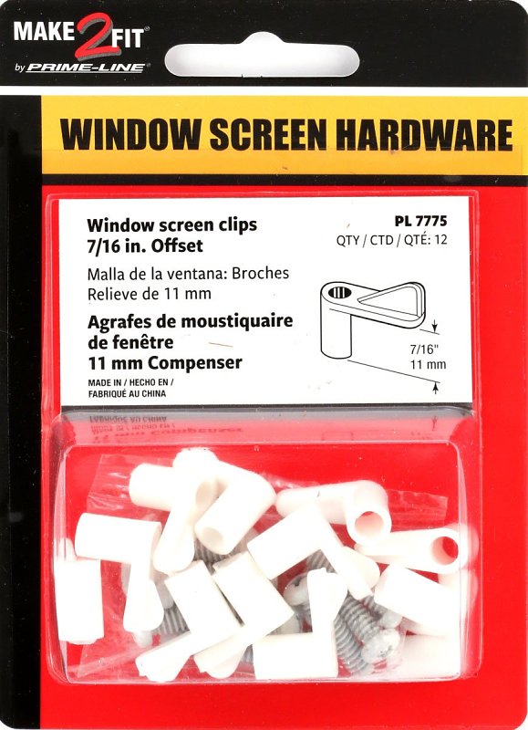 Prime-Line PL 7775 Window Screen Clip with Screw, Plastic, White