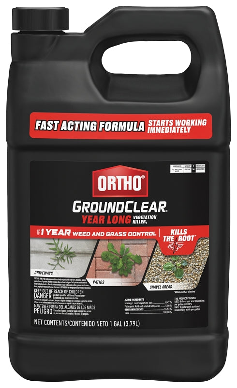 Ortho GroundClear Year Long 0433710 Concentrate Vegetation Killer, Liquid, Clear Light Green, 2 gal Bottle