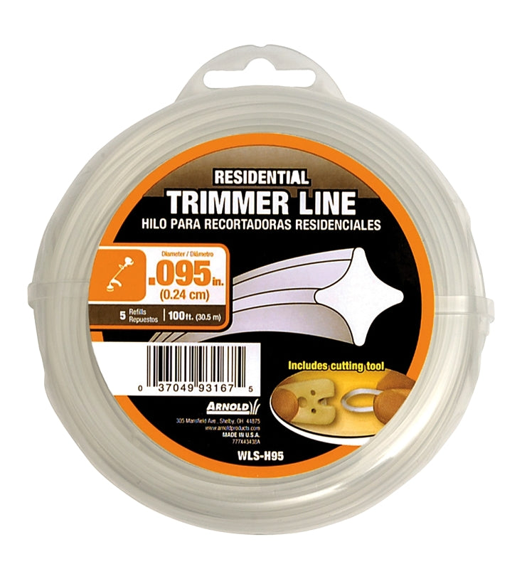 Arnold WLS-H95 Trimmer Line, 0.095 in Dia, 100 ft L, Nylon