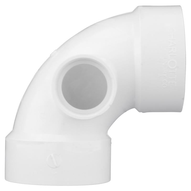 Charlotte Pipe Schedule 40 3 in. Hub X 3 in. D Hub PVC Elbow 1 pk