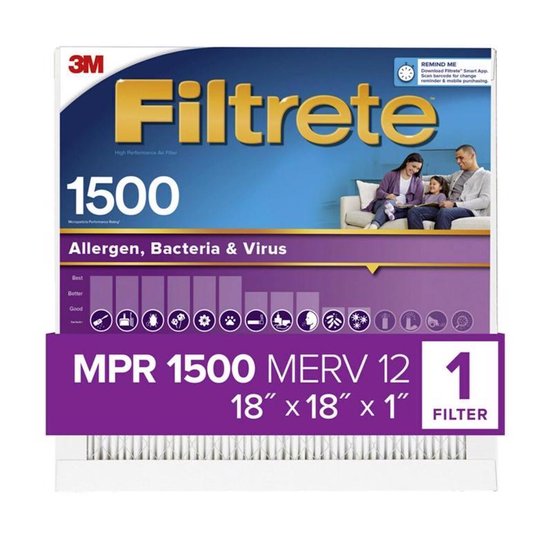 Filtrete 18 in. W X 18 in. H X 1 in. 1500 MPR Pleated Ultra Allergen Filter 1 pk, Pack of 4