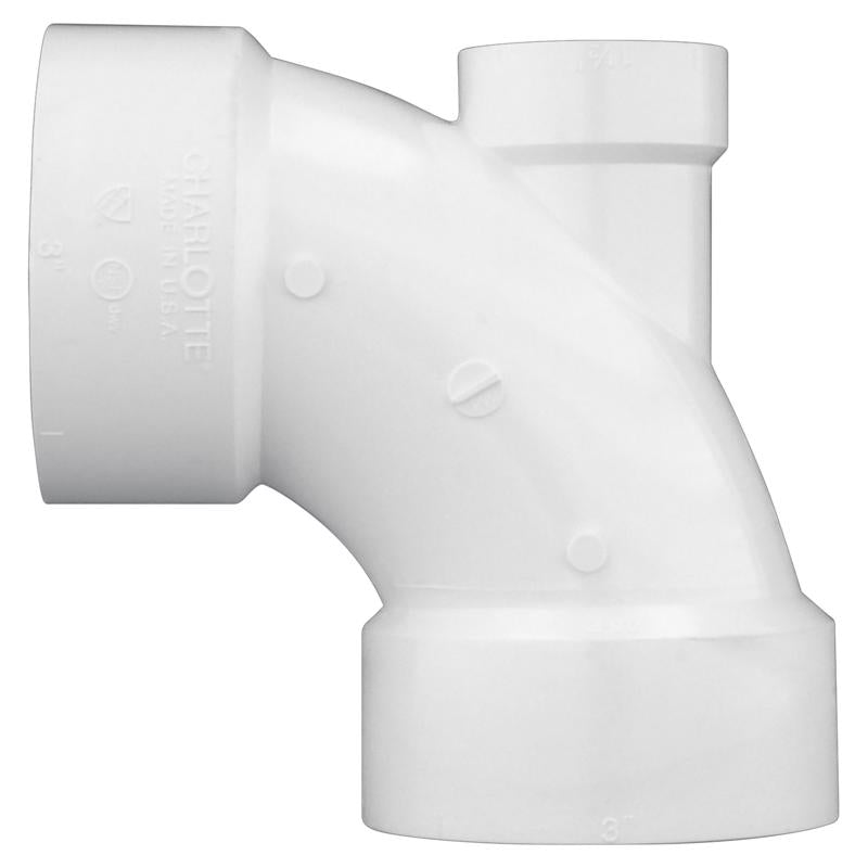 Charlotte Pipe Schedule 40 3 in. Hub X 3 in. D Hub PVC Elbow 1 pk