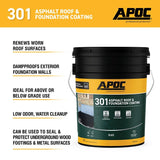 APOC AP-301 Series AP-3015 Asphalt Roof and Foundation Coating, Black, 4.75 gal, Pail, Liquid