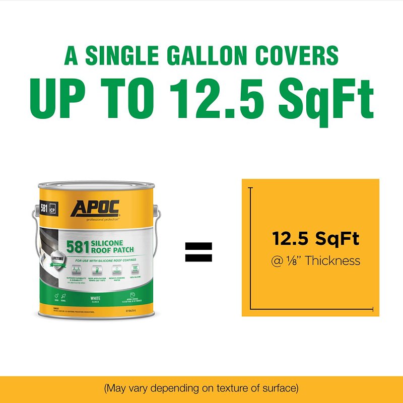 APOC Armor Flash AP-581 Series AP-5811 Silicone Roof Patch, White, Liquid, 1 gal, Pail, Pack of 4