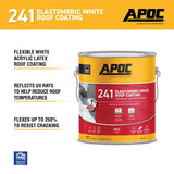 APOC AP-241 Series AP-2411 Elastomeric Roof Coating, White, 1 gal, Pail, Liquid, Pack of 4