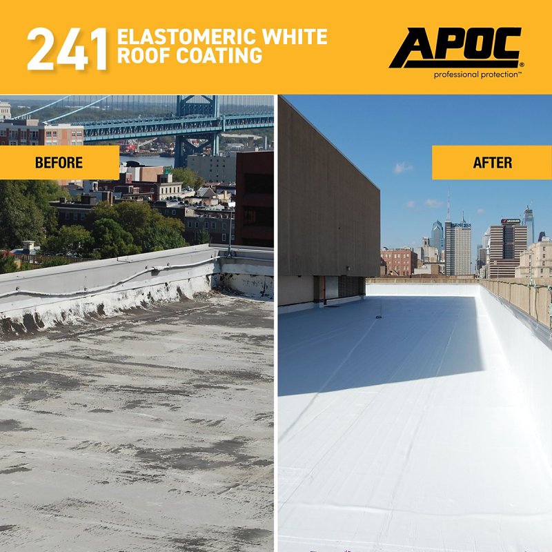 APOC AP-241 Series AP-2411 Elastomeric Roof Coating, White, 1 gal, Pail, Liquid, Pack of 4