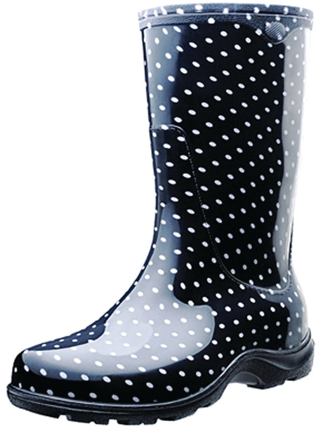 Sloggers 5013BP-08 Rain and Garden Boots, 8, Polka Dot, Black/White, Plastic Resin Upper