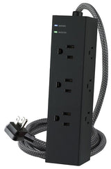 Powerzone ORPBSUC404 Surge Strip, 6 ft L Cable, Black