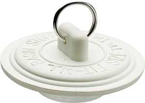 Plumb Pak PP820-2 Drain Stopper, Rubber, White, For: 1-1/2 In-Sink, Pack of 6