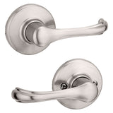 Kwikset 200DNL 15RCLRCSBX Passage Lever, Non-Locking Lock, Satin Nickel, Zinc, Reversible Hand, Residential, 3 Grade