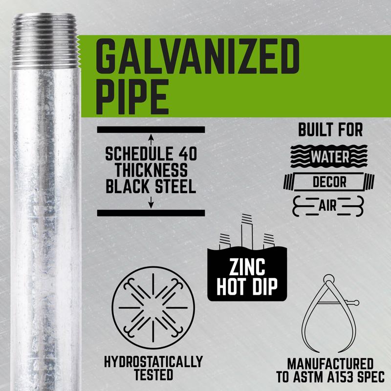 STZ Industries 4 in. MIP each X 4 in. D MIP Galvanized Steel Close Nipple