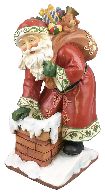 Hometown Holidays 89407 Christmas Figurine, Christmas Santa on a Chimney, Assorted Pack of 2