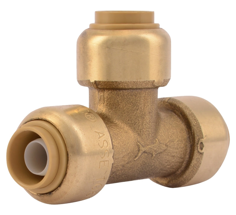 SharkBite U360LFA Pipe Tee, 3/8 in, Push-Fit, DZR Brass, 200 psi Pressure