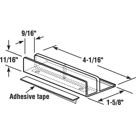 Prime-Line M 6067 Bottom Guide, Plastic, Clear