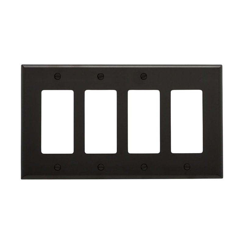 Eaton PJ264BK GFCI Wallplate, 4.87 in L, 8.56 in W, Mid, 4-Gang, Polycarbonate, Black, Screw, Pack of 10