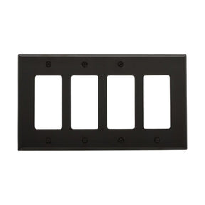 Eaton PJ264BK GFCI Wallplate, 4.87 in L, 8.56 in W, Mid, 4-Gang, Polycarbonate, Black, Screw, Pack of 10