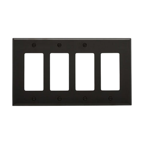 Eaton PJ264BK GFCI Wallplate, 4.87 in L, 8.56 in W, Mid, 4-Gang, Polycarbonate, Black, Screw, Pack of 10