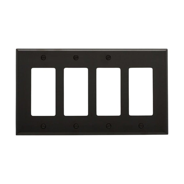 Eaton PJ264BK GFCI Wallplate, 4.87 in L, 8.56 in W, Mid, 4-Gang, Polycarbonate, Black, Screw, Pack of 10