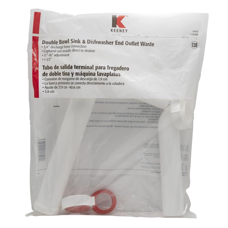 Keeney 1-1/2 in. D X 16 in. L Plastic Waste Arm