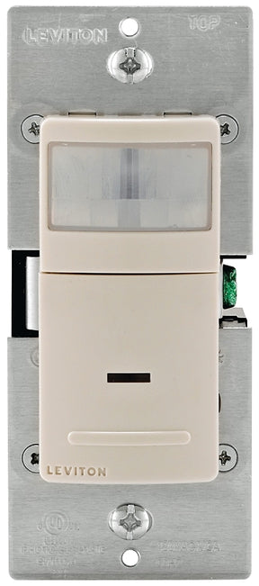 Leviton R08-IPS02-1LT Motion Detector, 2.5 A, 120 V, 1-Pole, Motion Sensor, 180 deg Sensing, 900 sq-ft Sensing