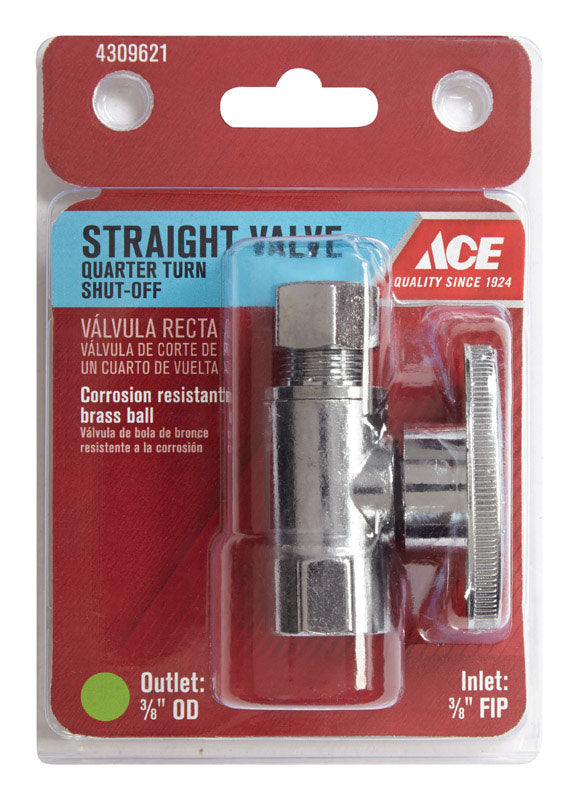Ace FIP Compression Brass Straight Stop Valve