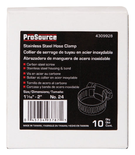 ProSource HCRAN24 Interlocked Hose Clamp, Stainless Steel, Stainless Steel, Pack of 10