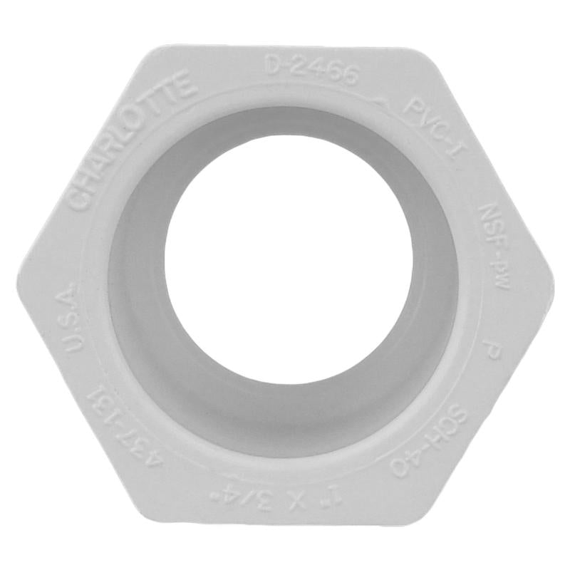 Charlotte Pipe Schedule 40 1 in. Slip X 3/4 in. D Slip PVC Reducing Bushing 1 pk, Pack of 25