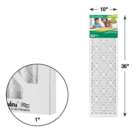 NaturalAire 10 in. W X 36 in. H X 1 in. 8 MERV Pleated Air Filter 1 pk, Pack of 12