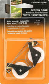 Prime-Line B 515 Roller Assembly, 1-1/4 in Dia Roller, 1/4 in W Roller, Steel, Gray, 2-Roller