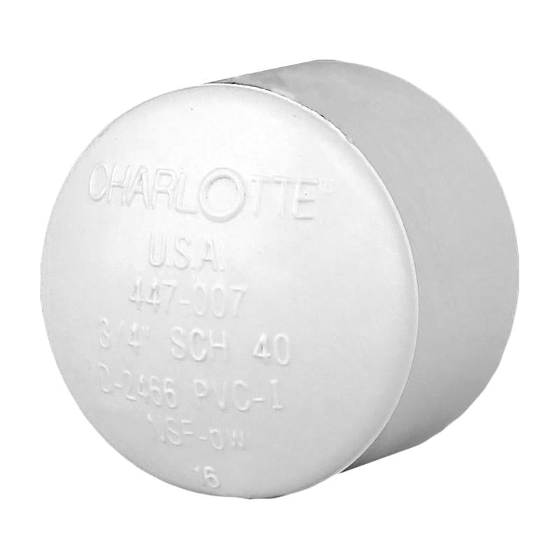 Charlotte Pipe Schedule 40 3/4 in. Socket X 3/4 in. D Socket PVC Cap 1 pk, Pack of 25