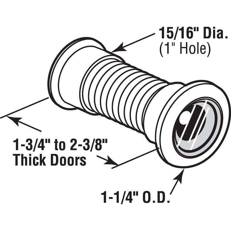 Defender Security U 9896 Door Viewer, 130 deg Viewing, 1-3/4 to 2-3/8 in Thick Door, Brass, Brass