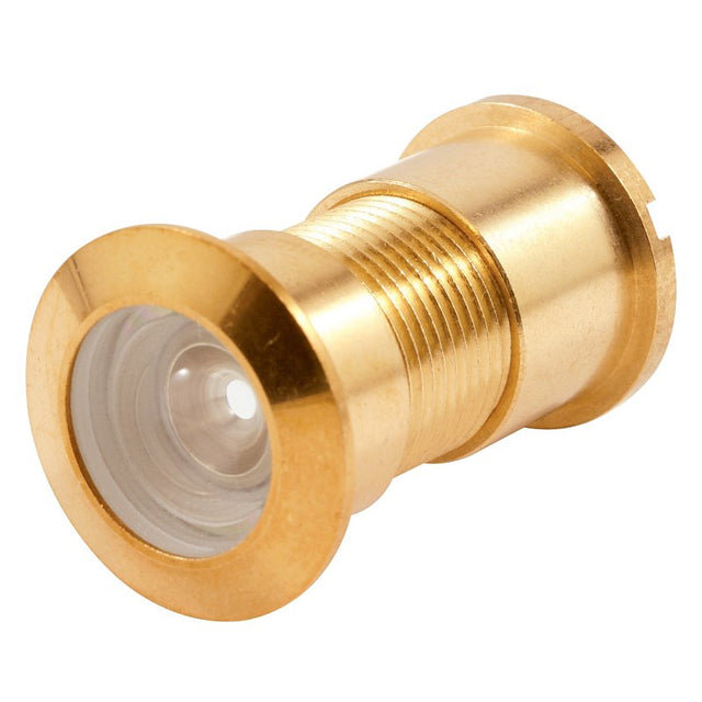 Defender Security U 9896 Door Viewer, 130 deg Viewing, 1-3/4 to 2-3/8 in Thick Door, Brass, Brass
