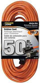 PowerZone OR501630 Extension Cord, 16 AWG Cable, 5-15P Grounded Plug, 5-15R Grounded Receptacle, 50 ft L, 125 V