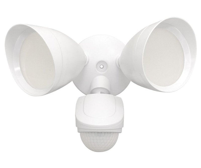 PowerZone CL-SLAM25ACW-2H Motion Activated Security Light, 120 V, 25 W, 2-Lamp, LED Lamp, Daylight Light, 2500 Lumens