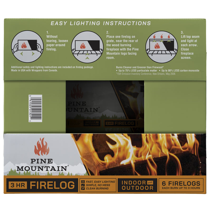 Pine Mountain Fire Log 3 hr 6 pk