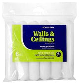 RollerLite 6WV038-6 Mini Roller Cover, White, 3/8 in Thick Nap, 6 in L, Dralon Cover, 6/PK