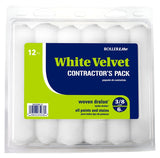 RollerLite 6WV038-12 Mini Roller Cover, White, 3/8 in Thick Nap, 6 in L, Dralon Cover, 12/PK