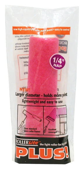 RollerLite 68MT025 Roller Cover, Pink, 1/4 in Thick Nap, 6 in L, Dralon Cover, 12/CS