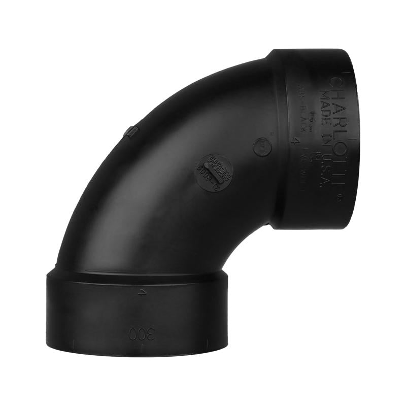 Charlotte Pipe 4 in. Hub X 4 in. D Hub ABS 90 Degree Elbow