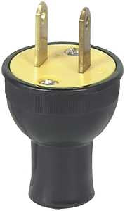 Eaton Wiring Devices 3123BK-BOX Electrical Plug, Round, 13/32 in, 2-Pole, 15 A, 125 V, NEMA: NEMA 1-15, Black, 2-Wire, Pack of 25