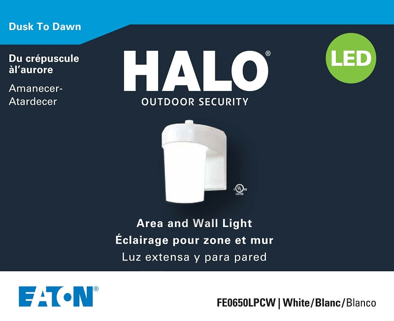 Halo FE0650LPC Series FE0650LPCW Entry Light, 120 V, 9 W, LED Lamp, 927 Lumens, 5000 K Color Temp, Polycarbonate Fixture