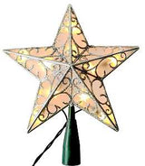 Hometown Holidays 36509 Christmas Ornament, 10 in H, Star, Tree Topper, Mini Light, Plastic, Silver, Internal Light, Pack of 12