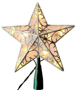 Hometown Holidays 36509 Christmas Ornament, 10 in H, Star, Tree Topper, Mini Light, Plastic, Silver, Internal Light, Pack of 12