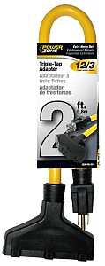 PowerZone ORAD50802 Extension Cord, 12 AWG Cable, 2 ft L, 125 V, Yellow