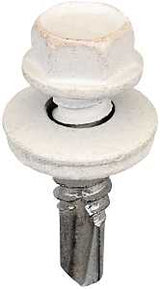 Acorn International SW-MM141W250 Screw, #14 Thread, Hex Drive, Steel, Powder-Coated, White, 250/BAG