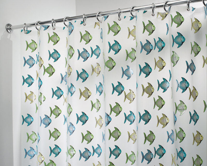iDesign 72 in. H X 72 in. W Blue/Green Fish Shower Curtain PEVA