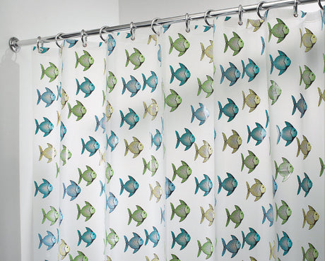 iDesign 72 in. H X 72 in. W Blue/Green Fish Shower Curtain PEVA
