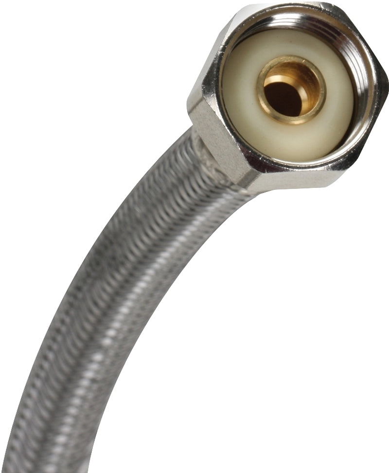 Fluidmaster B1FV12 Water Supply Connector, 3/8 in Inlet, Compression Inlet, 1/2 in Outlet, FIP Outlet, Vinyl Tubing