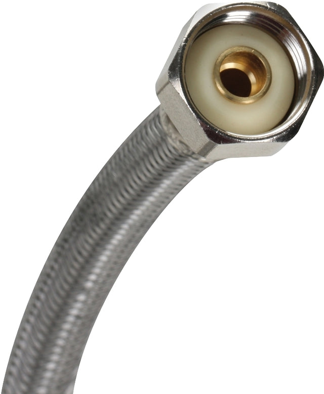 Fluidmaster B1FV12 Water Supply Connector, 3/8 in Inlet, Compression Inlet, 1/2 in Outlet, FIP Outlet, Vinyl Tubing