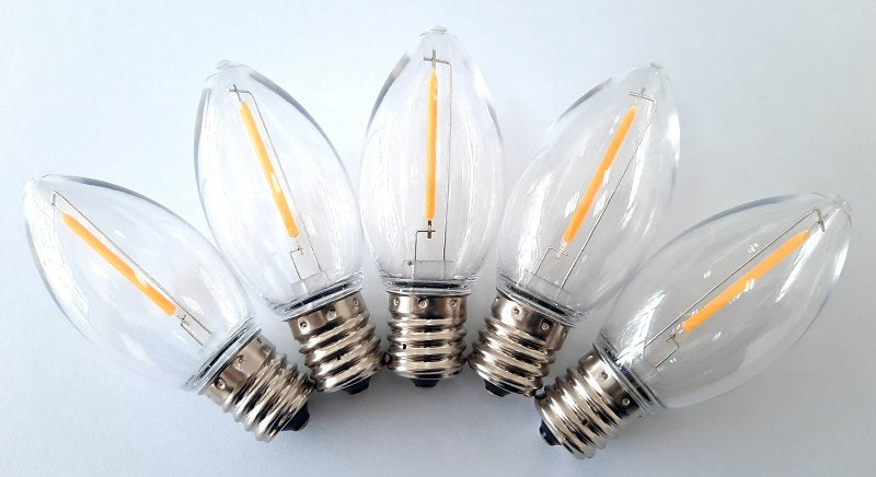 Santas Forest 26988 LED Filament Retro Replacement Bulb, Transparent, C9, Clear